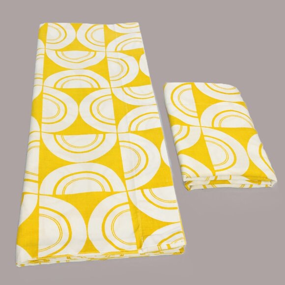 Vintage 70s TexMade Truprest DARINGLY DANISH Yellow Pillowcase SET: Geometric - Picture 11 of 11